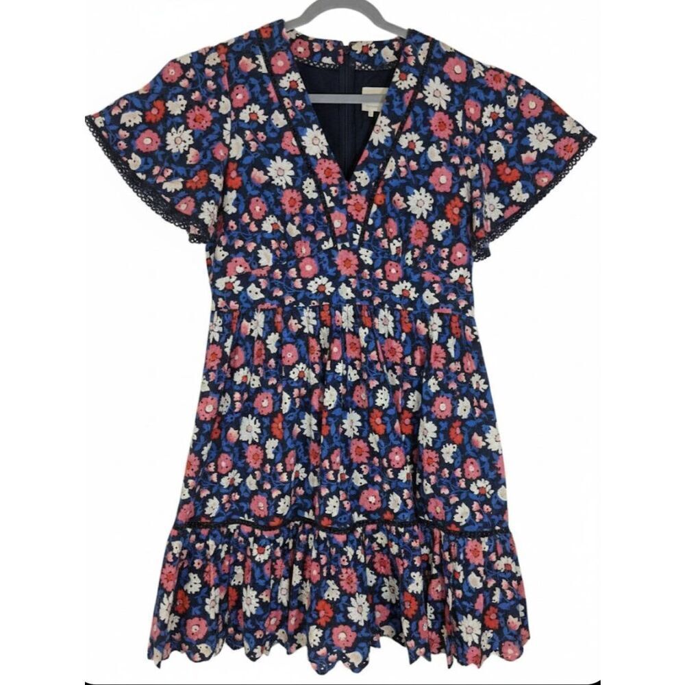 Kate spade womens size 12 shift dress blue pink boho whimsigoth flutter sleeve - Picture 2 of 11